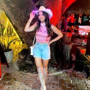 Pink metallic light up cowgirl hat